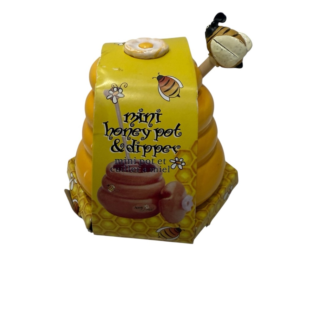 NWT Charming Honey Miel Brand Mini Honey Pot & Dipper Set